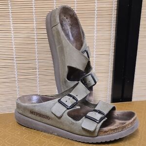 Mephisto Khaki Double-Strap Sandals